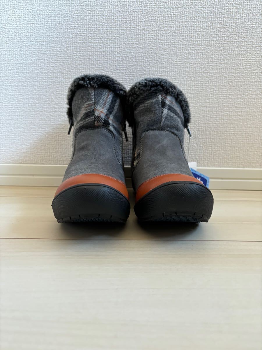 ◎（448）ELLESPORT グレー×チェック　ショートブーツ（23.0cm）_画像2