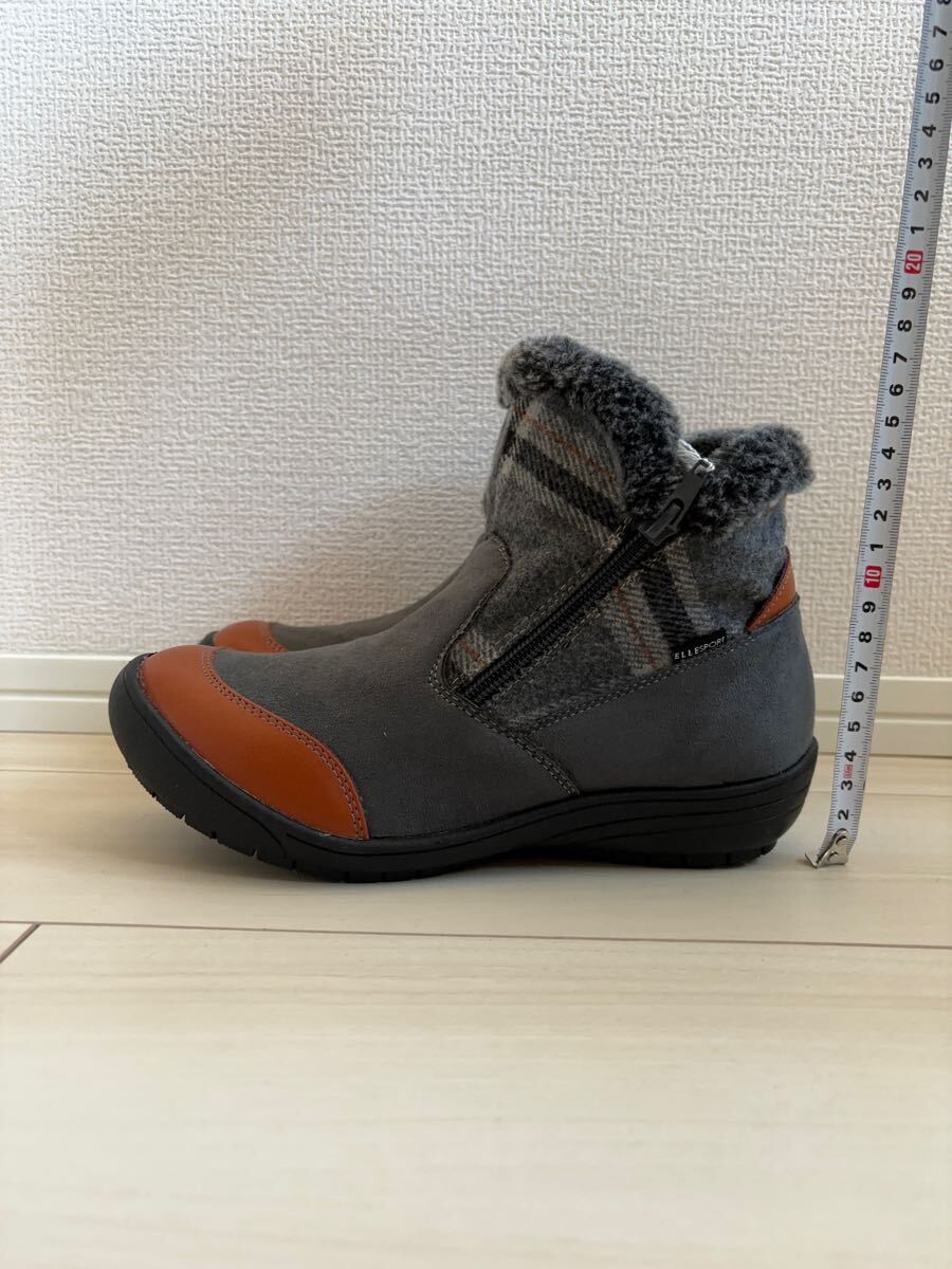 ◎（448）ELLESPORT グレー×チェック　ショートブーツ（23.0cm）_画像3
