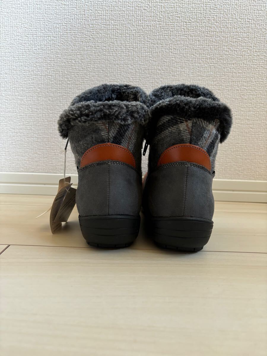 ◎（448）ELLESPORT グレー×チェック　ショートブーツ（23.0cm）_画像4