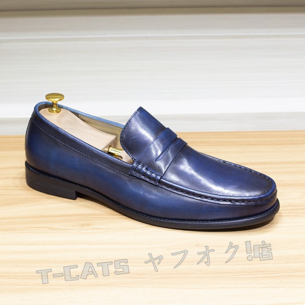 * новый товар туфли без застежки Loafer натуральная кожа работник ручная работа бизнес обувь мужской кожа обувь телячья кожа кожа обувь джентльмен обувь driving голубой 24.5~28cm