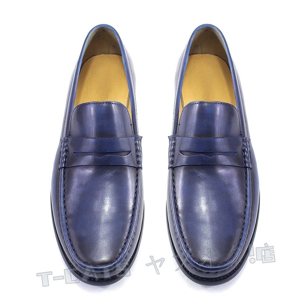 * новый товар туфли без застежки Loafer натуральная кожа работник ручная работа бизнес обувь мужской кожа обувь телячья кожа кожа обувь джентльмен обувь driving голубой 24.5~28cm