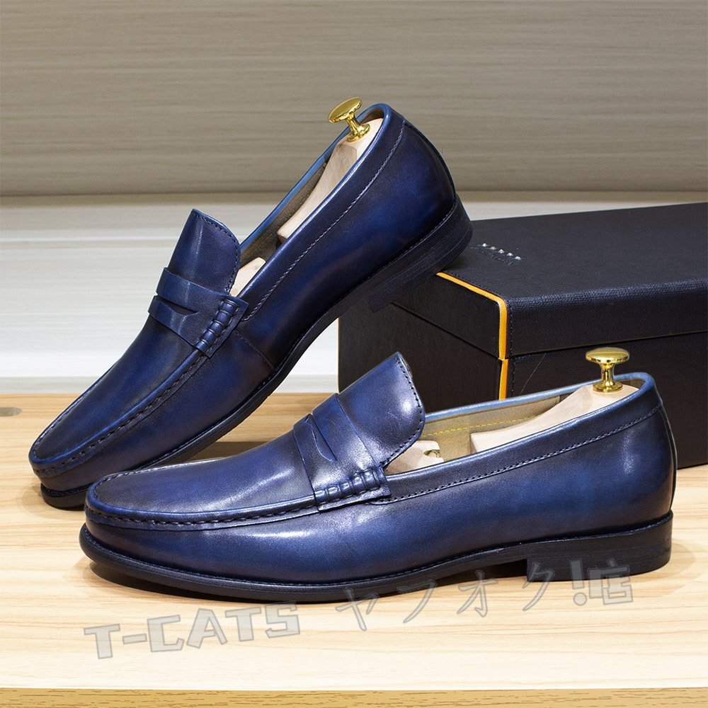 * новый товар туфли без застежки Loafer натуральная кожа работник ручная работа бизнес обувь мужской кожа обувь телячья кожа кожа обувь джентльмен обувь driving голубой 24.5~28cm