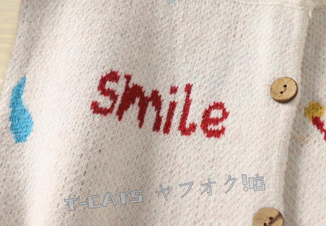 新品☆ニット セーター ベスト 可愛い柄 レディース ニットベスト 前開き 大きいサイズ 復(fù)古風(fēng) ゆったり 通勤 OL ベージュ
