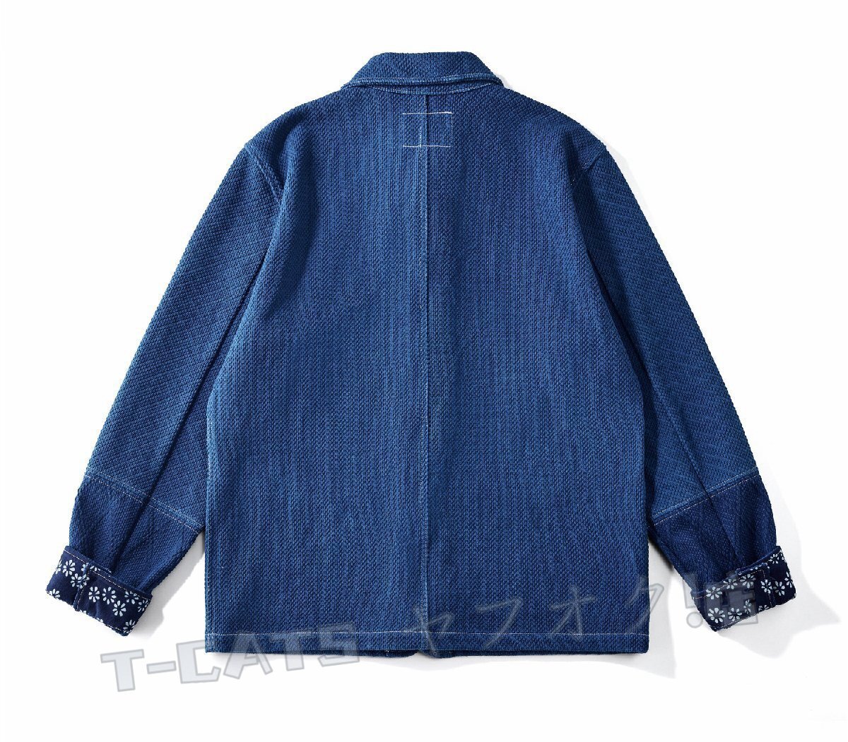 新品職人手作り 藍(lán)染め 刺し子 カバーオール 剣道著 19OZ 綿100% ワークジャケット sashiko indigo 上品 インディゴ ワークウェア XL