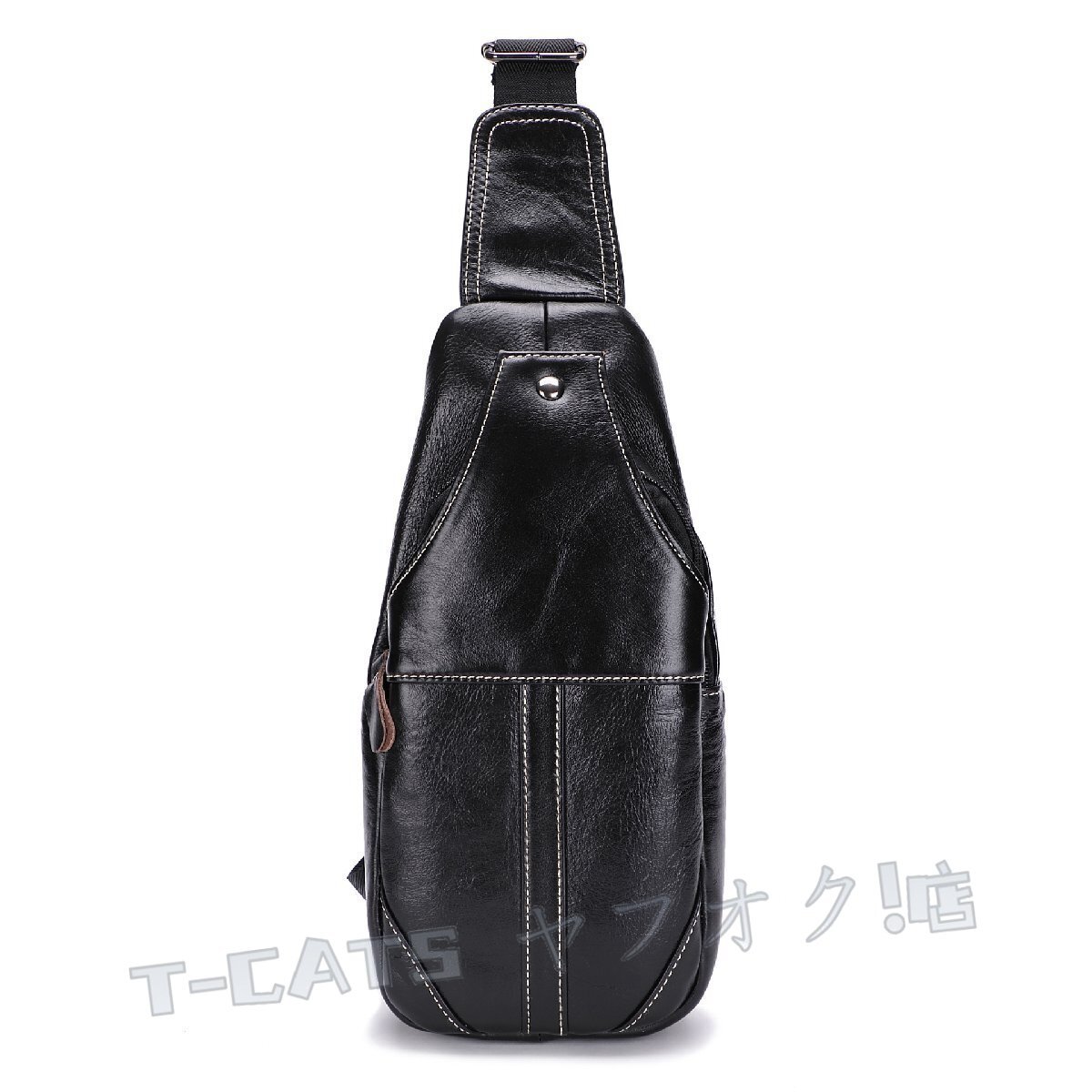 新品軽量 牛革 本革 ウエストバッグ ボディバッグ メンズ ワンショルダーバッグ 斜めがけバッグ ブラック 通勤