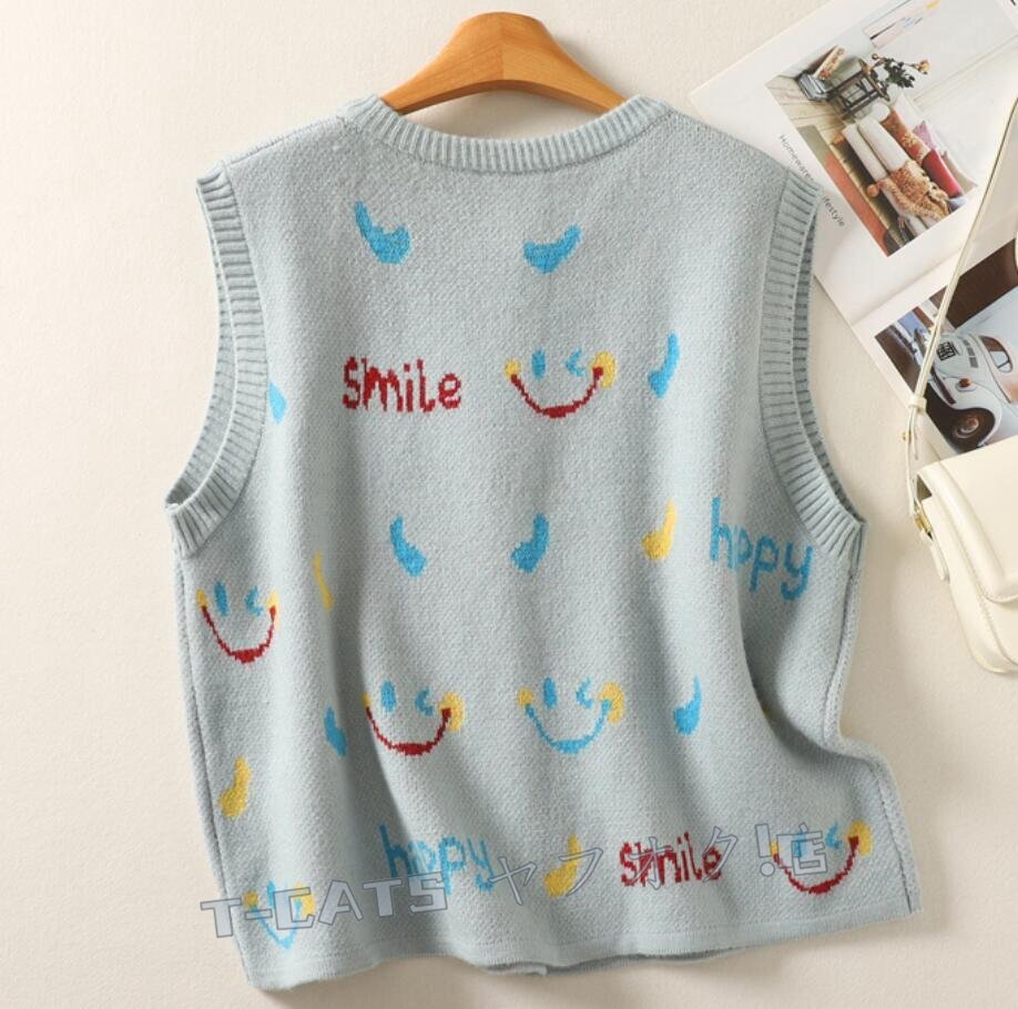 新品☆ニット セーター ベスト 可愛い柄 レディース ニットベスト 前開き 大きいサイズ 復(fù)古風(fēng) ゆったり 通勤 OL ベージュ