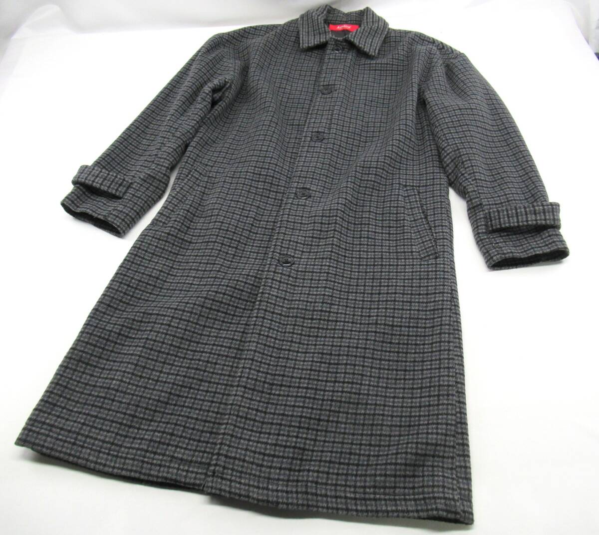 【送900円】4852　ADMIX　アドミックス　アトリエサブ　メンズ　ロングコート　グレー系　チェック　48(M)　ウール混
