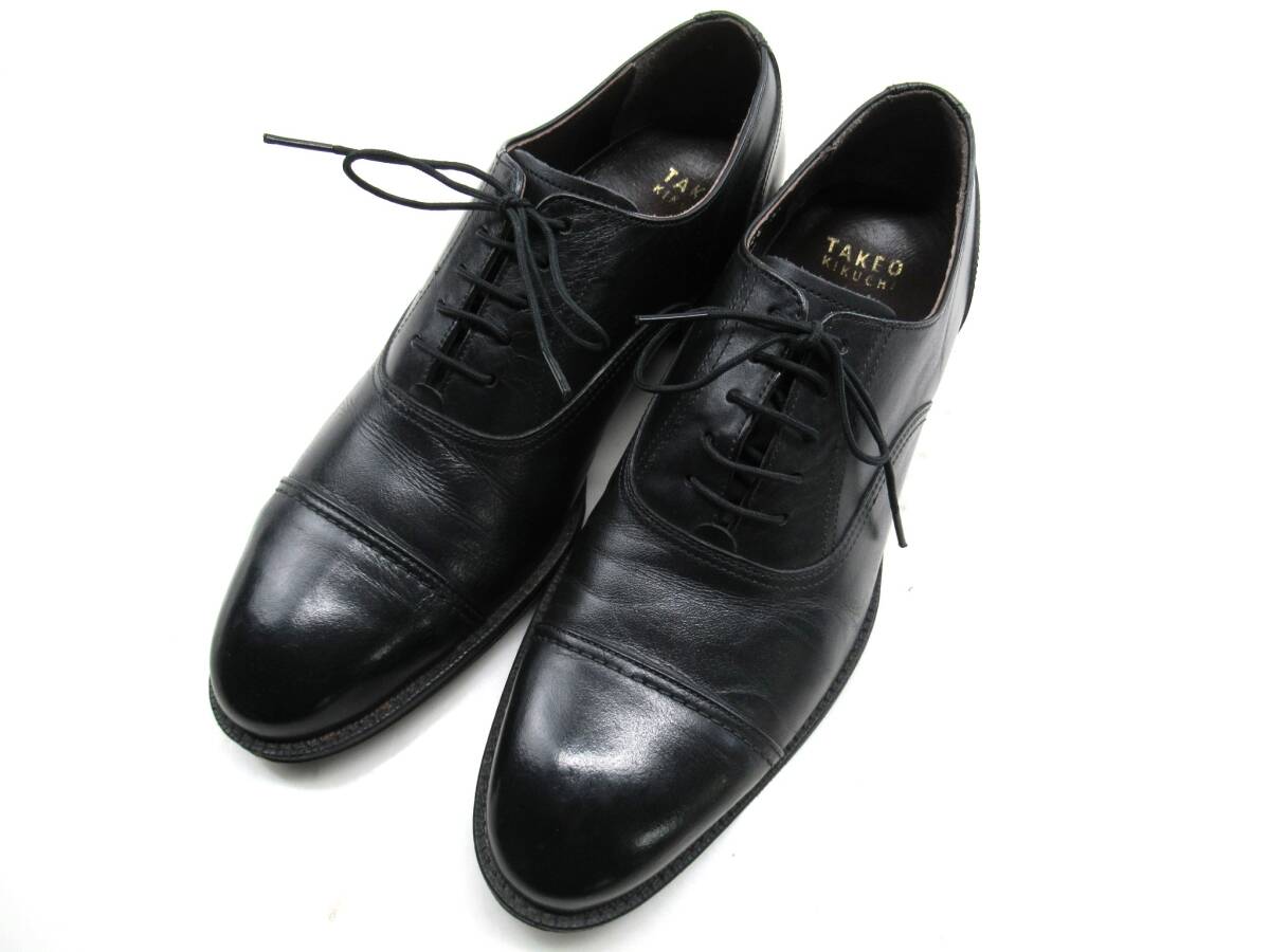 【送900円】5206　TAKEO KIKUCHI　タケオキクチ　レースアップシューズ　レザー　革靴　ストレートチップ　ブラック　ビジネスシューズ 25