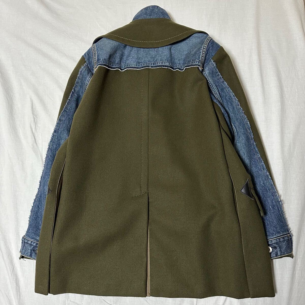 窪塚着 定価¥217800 sacai 20AW Wool Melton × Denim Coat Size1 窪塚着 定価¥217800 sacai 20AW Wool Melton × Denim Coat Size1