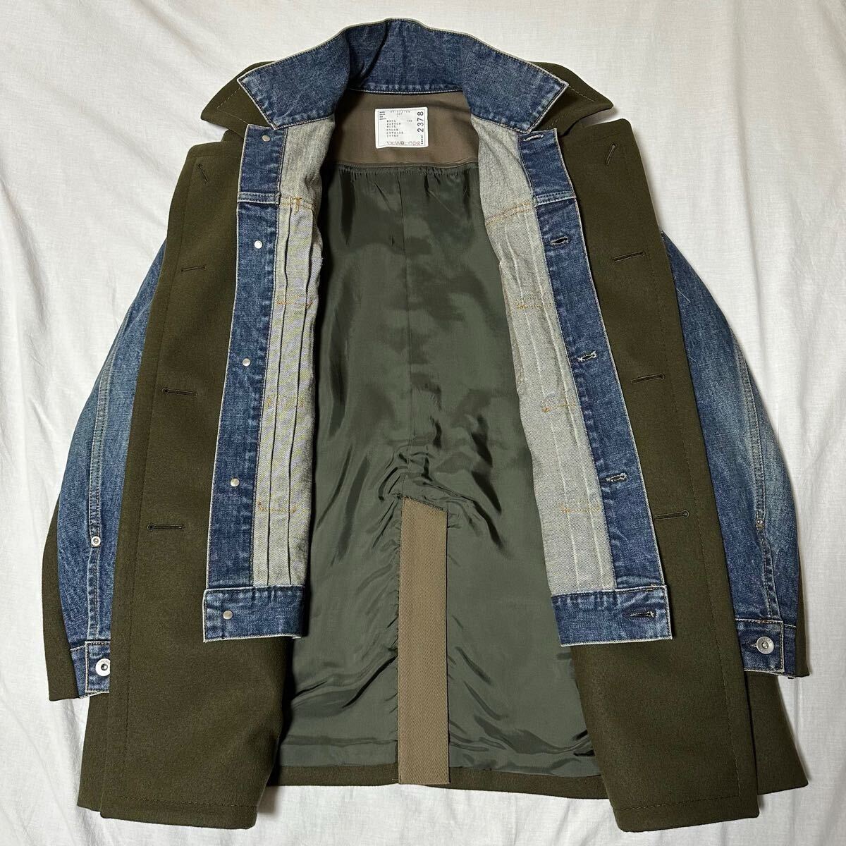 窪塚着 定価¥217800 sacai 20AW Wool Melton × Denim Coat Size1 窪塚着 定価¥217800 sacai 20AW Wool Melton × Denim Coat Size1