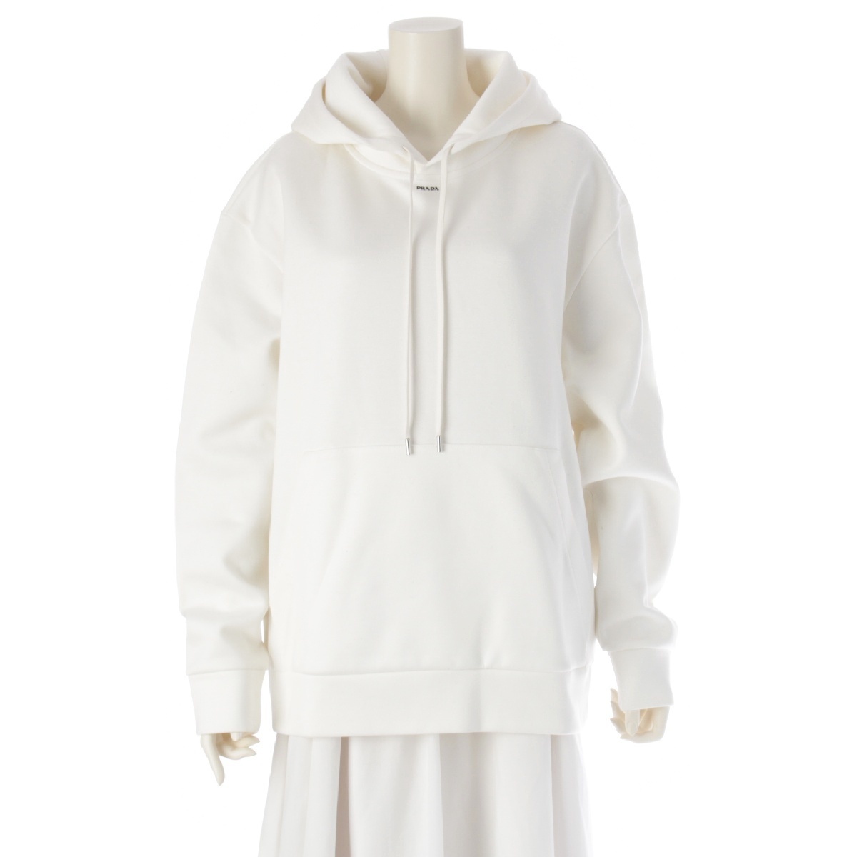 プラダ 23SS テクニカルコットン フーディー プルオーバー パーカー UJL84A S231 110Q ホワイト M【中古】