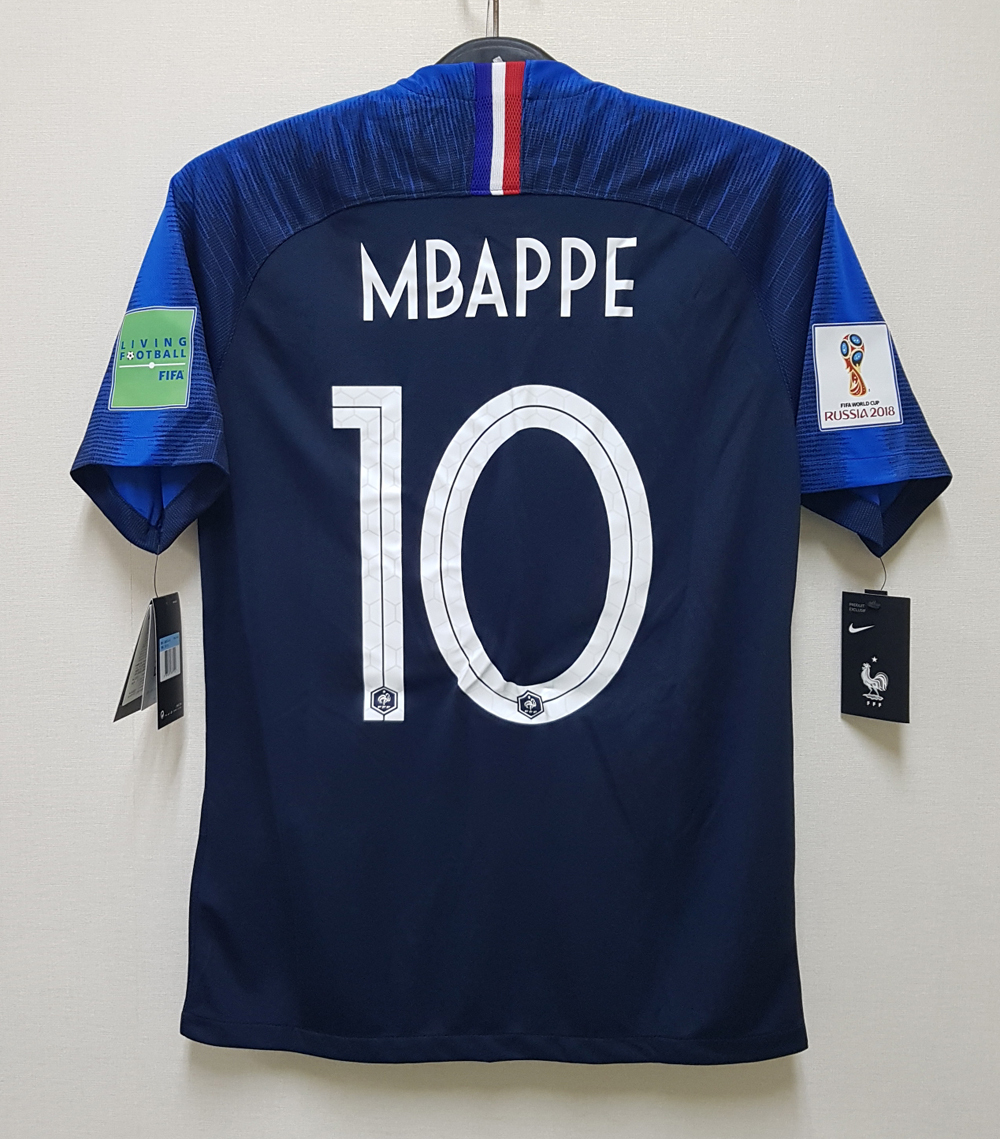 18W杯 フランス FFF France(H)#10 キリアン?エムバペ Mbappe 半袖 Nike正規(guī) 2018W杯決勝戦仕様 S or M