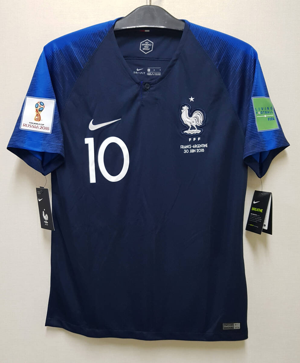 18W杯 フランス FFF France(H)#10 キリアン?エムバペ Mbappe 半袖 Nike正規(guī) 2018W杯決勝戦仕様 S or M