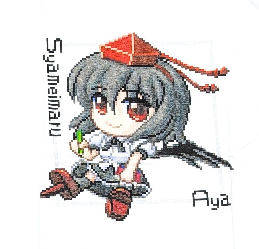 射命丸文　ドット絵半袖Tシャツ(ホワイト/Lサイズ)（WC工房＆ホワイトキャンバス）【東方Project】美少女　同人　コミケ　グッズ　アニメ
