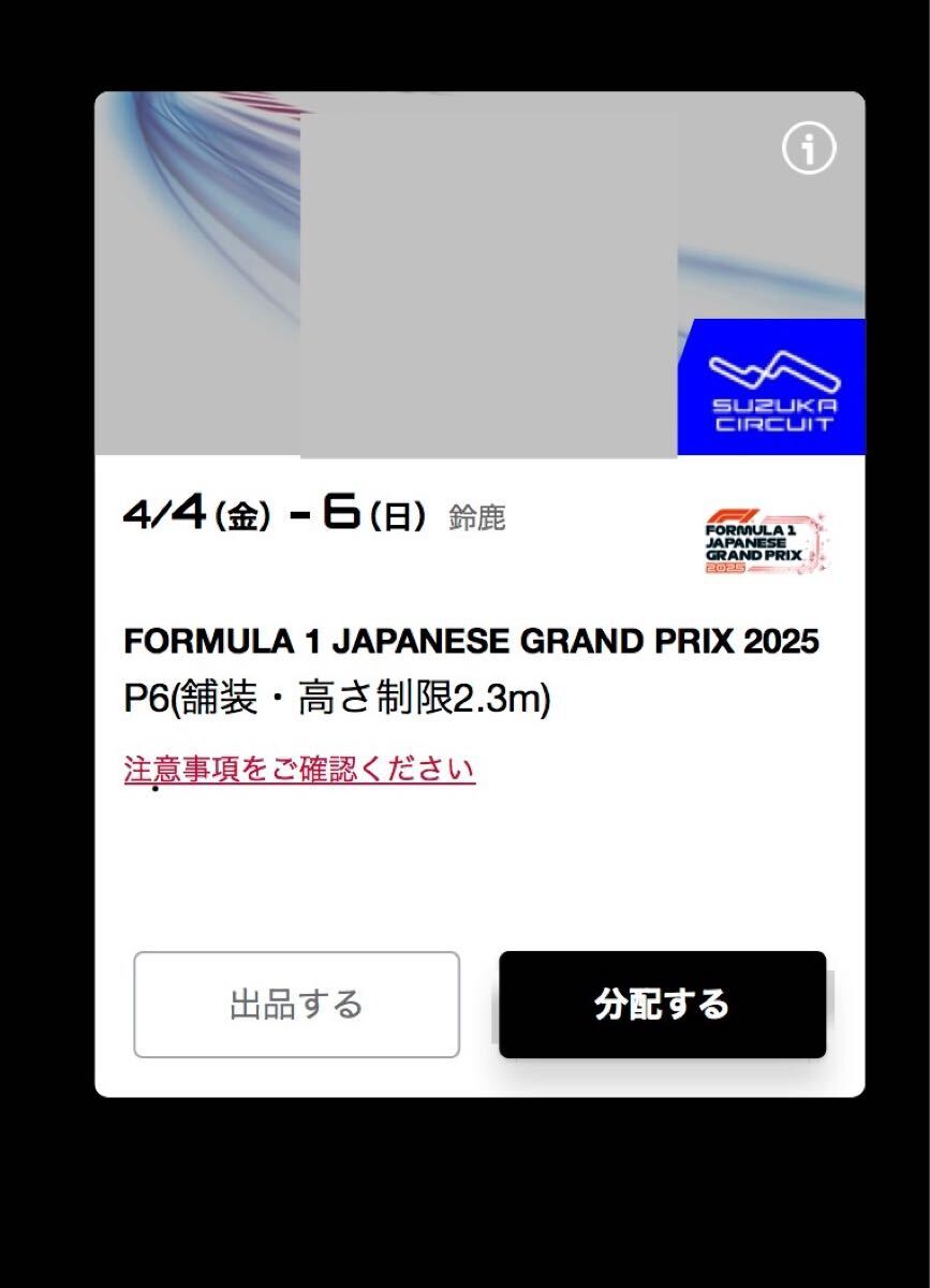 F1 2025 P6 駐車券