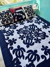 ＜正規(guī)品＞タペストリー ホヌ153×153ネイビーブルーハワイアンキルト