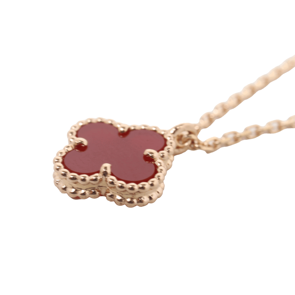 新品仕上げ Van Cleef & Arpels ヴァンクリーフ＆アーペル K18 RG スウィートアルハンブラ ネックレス カーネリアン VCARN59M00 ジュエリー