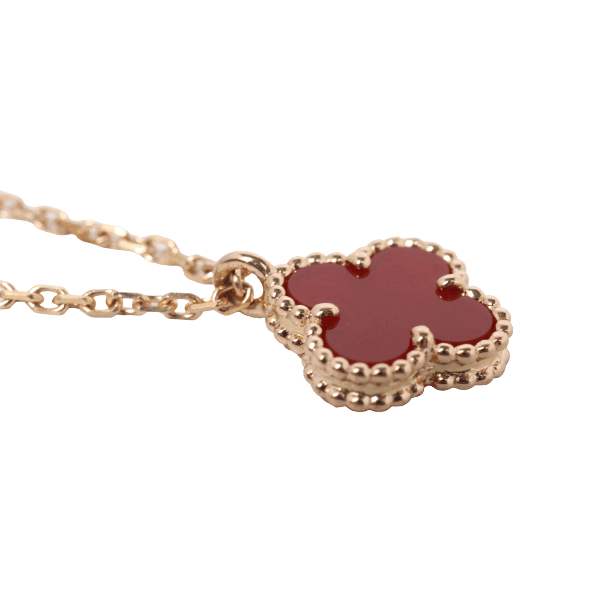 新品仕上げ Van Cleef & Arpels ヴァンクリーフ＆アーペル K18 RG スウィートアルハンブラ ネックレス カーネリアン VCARN59M00 ジュエリー