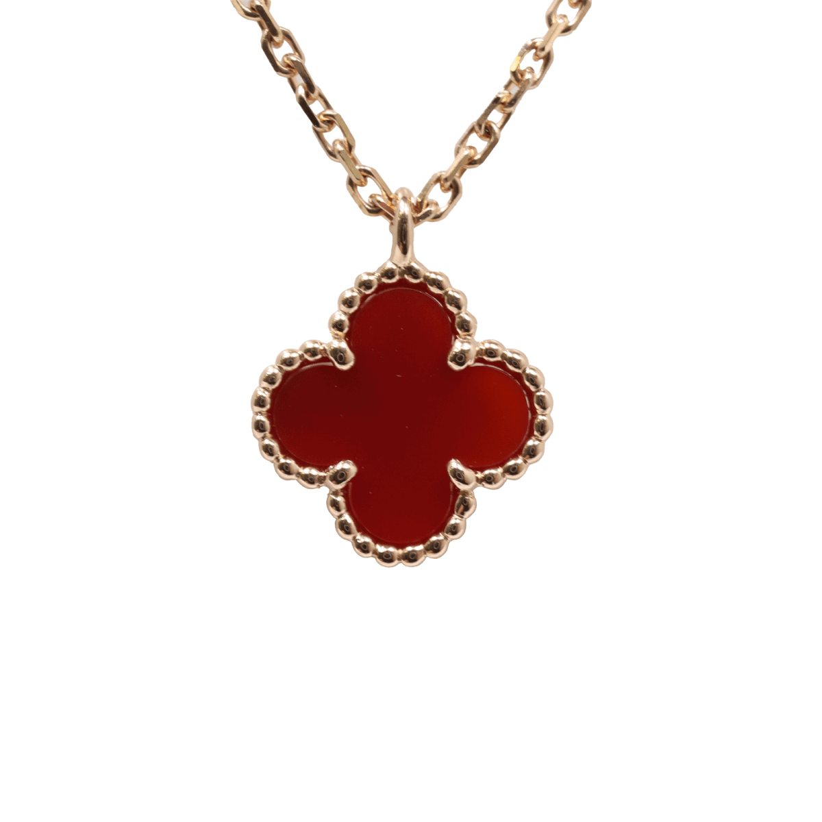 新品仕上げ Van Cleef & Arpels ヴァンクリーフ＆アーペル K18 RG スウィートアルハンブラ ネックレス カーネリアン VCARN59M00 ジュエリー