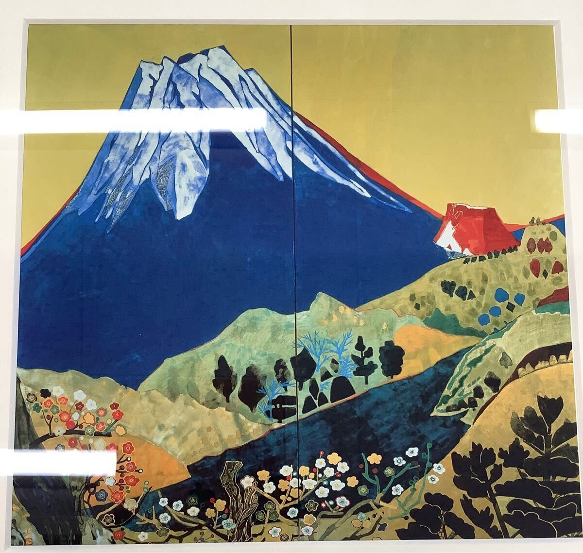 ☆片岡 球子、【春の富士 梅】、希少画集画、状態良好、かたおか ☆片岡 球子、【春の富士 梅】、希少画集画、状態良好、かたおか