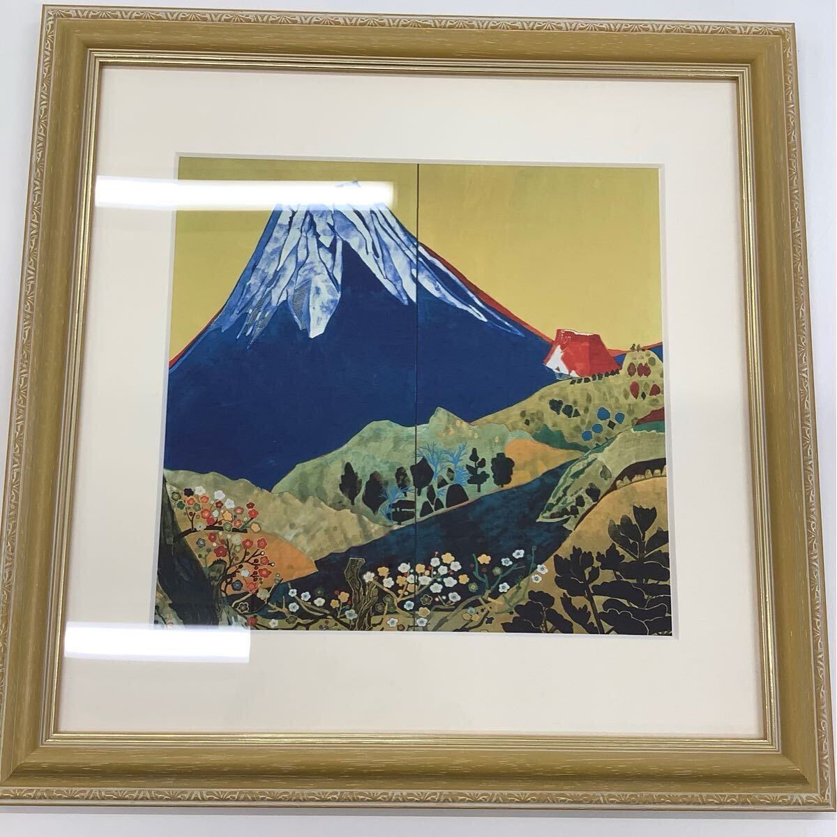 ☆片岡 球子、【春の富士 梅】、希少画集画、状態良好、かたおか ☆片岡 球子、【春の富士 梅】、希少画集画、状態良好、かたおか