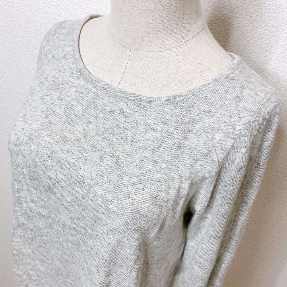【美品】SLOBE IENA スローブイエナ アンゴラ カジュアル バックリボン セーター 長(zhǎng)袖ニット トップス シンプル 華やか レース グレー る15