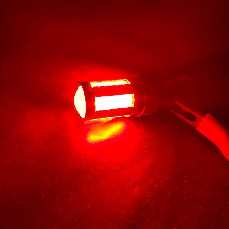 LEDバルブ T20 レッド 2個セット 12V 36COB 無極性 赤 爆光 バルブ ダブル球 Hi/Lo テールランプ ブレーキランプ 格安 COBタイプ