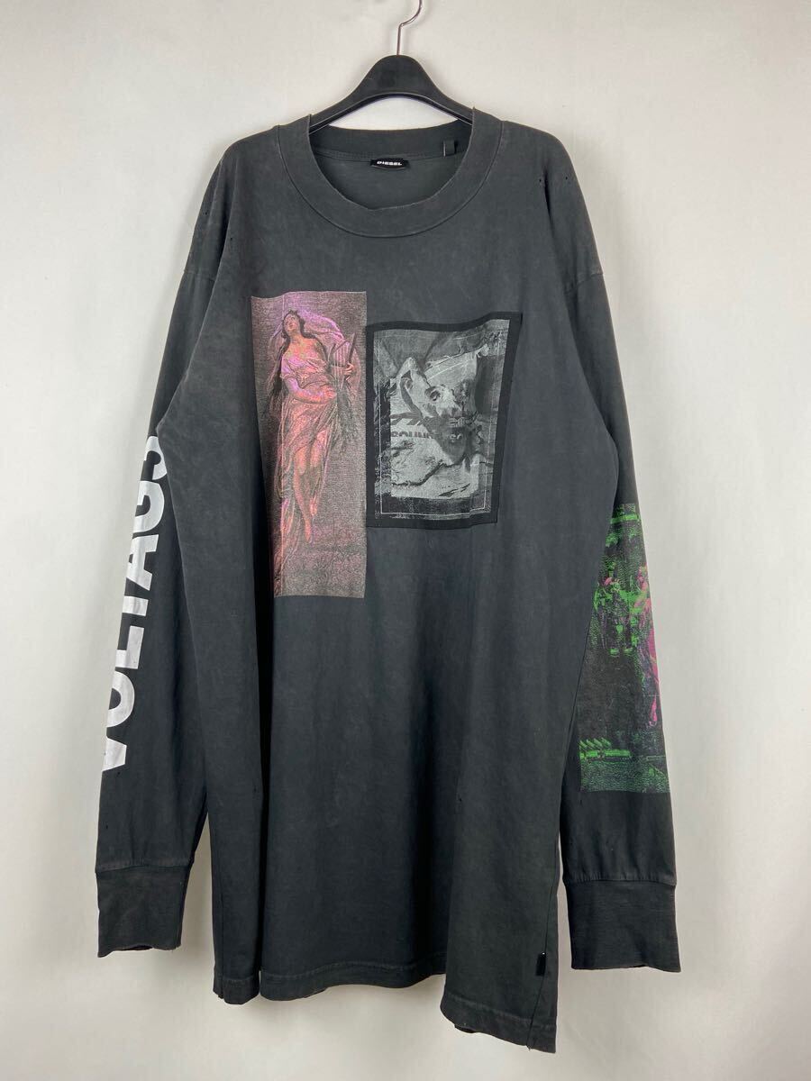DIESEL Archive Over Sized Damage L/S T 長袖 Tシャツ ロンT カットソー 長袖Tシャツ ブラック 古着 黒