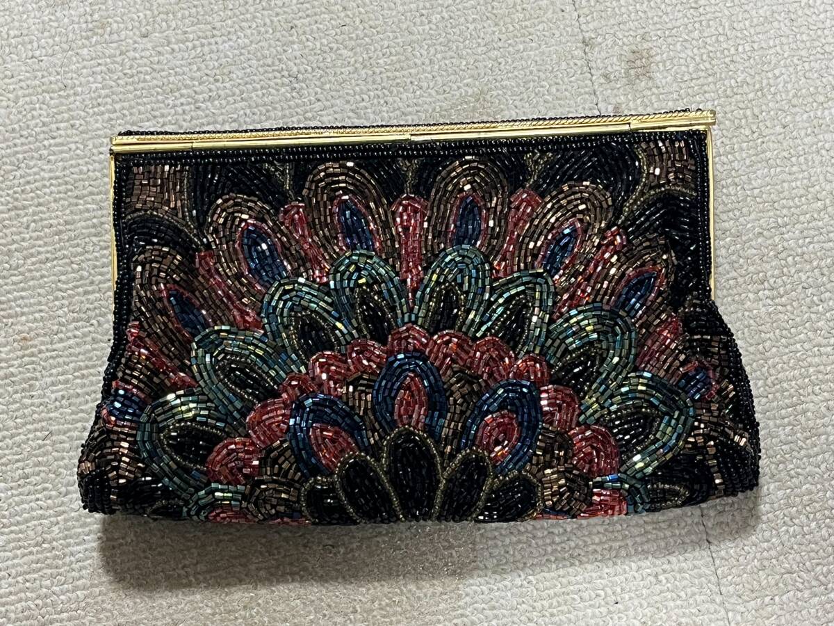 ビーズ刺繍クラッチバッグ　使用少ない