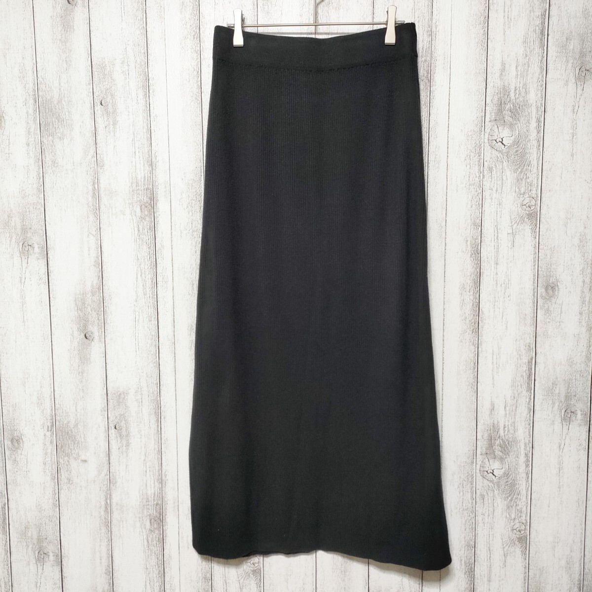 CRAFT STANDARD BOUTIQUE　(M)　リブニットロングスカート 黒 ブラック