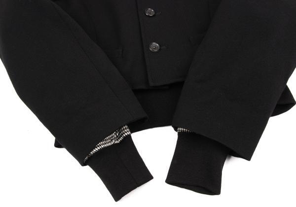 コムデギャルソンCOMME des GARCONS ハウンドトゥースライナーノーカラーショートジャケット 黒M