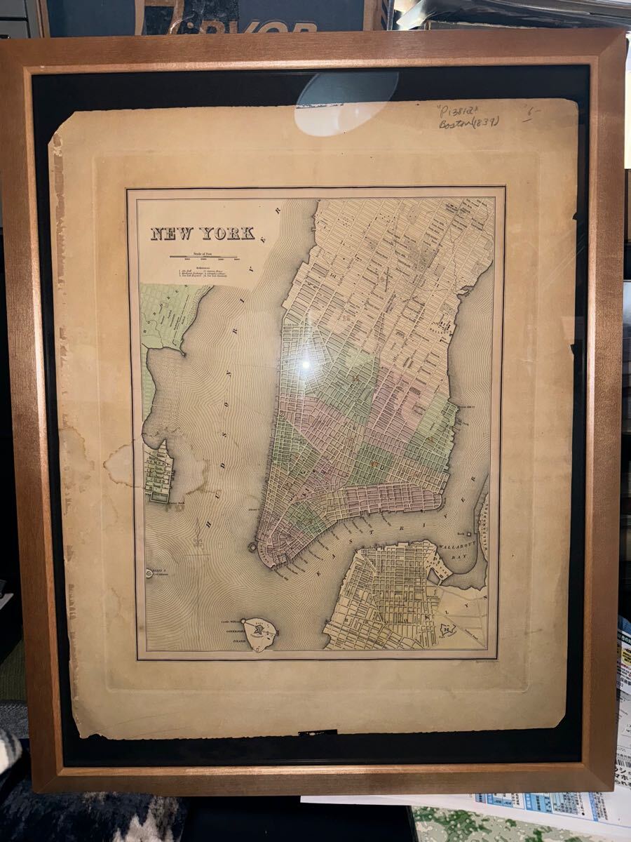 1839年 ニューヨーク ヴィンテージマップ 地図 額装 1839年 ニューヨーク ヴィンテージマップ 地図 額装