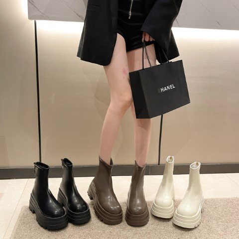  short boots thickness bottom black black futoshi heel black Brown 7cm style up beautiful legs 24.5cm(39) khaki 