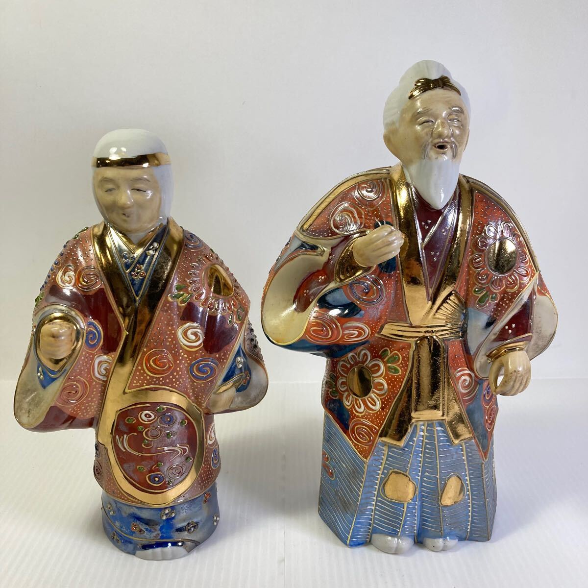 縁起物 九谷焼 暑苦しく 高砂人形 金彩色絵 置物 縁起物 九谷焼 暑苦しく 高砂人形 金彩色絵 置物