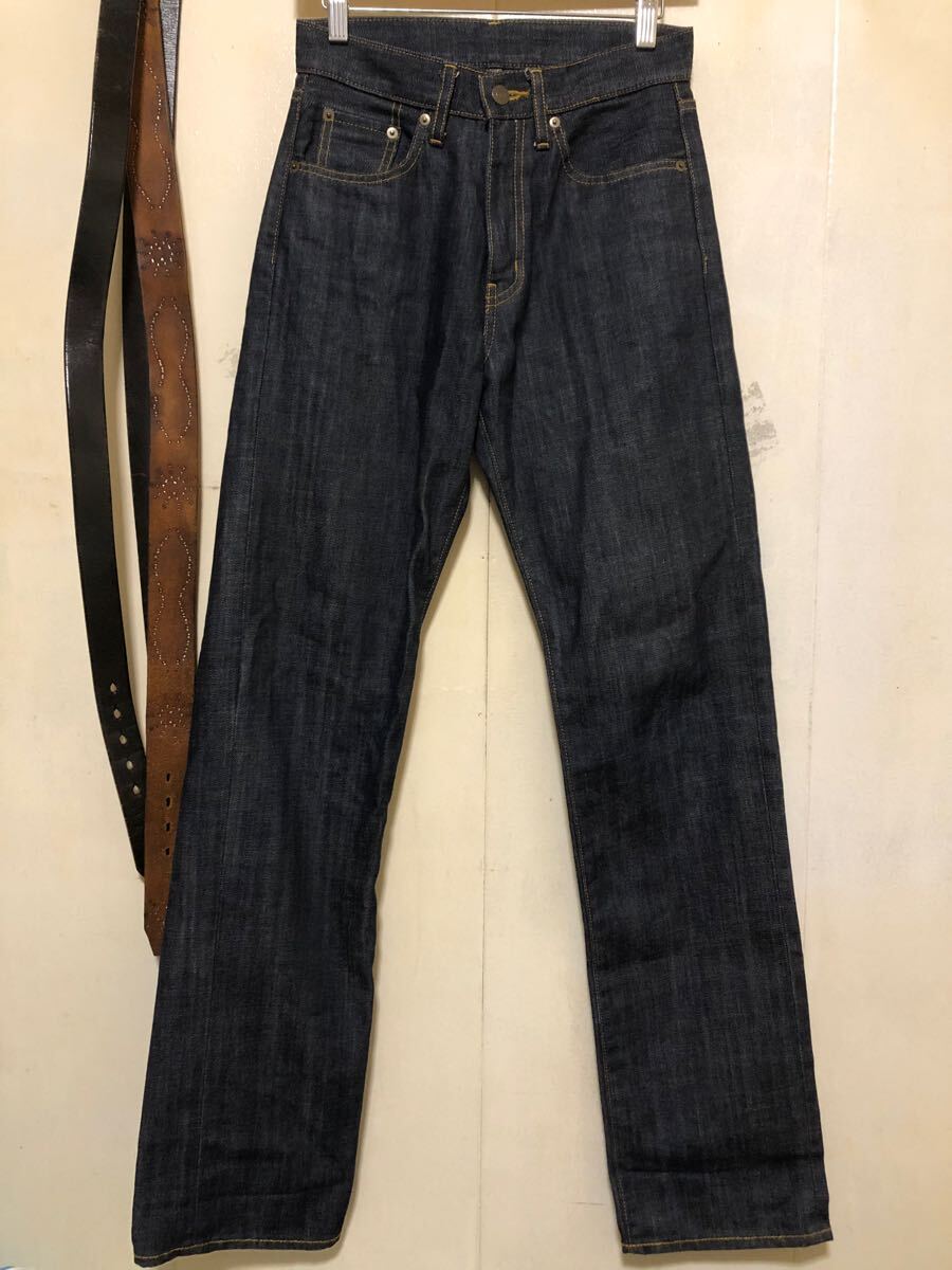 オールドユニクロ　Old Uniqlo RING DENIM リジットデニム ストレートジーンズ　 27 アウトサイドシーム脇割　裾チェーンステッチ　