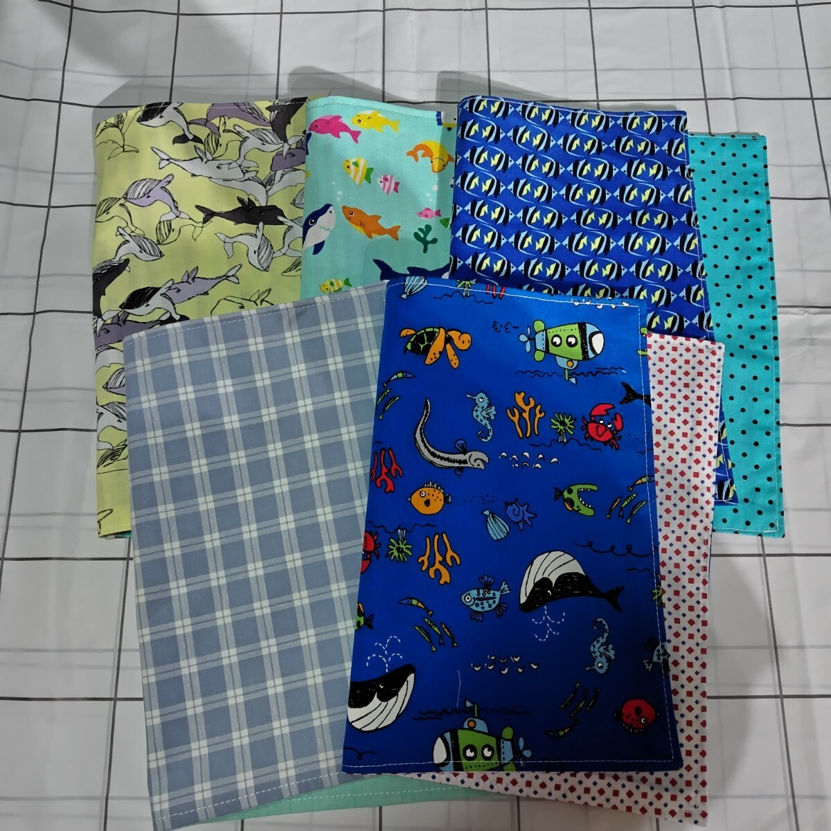 【25×35サイズ】リバーシブルランチョンマット　5枚セット　No.6　ハンドメイド