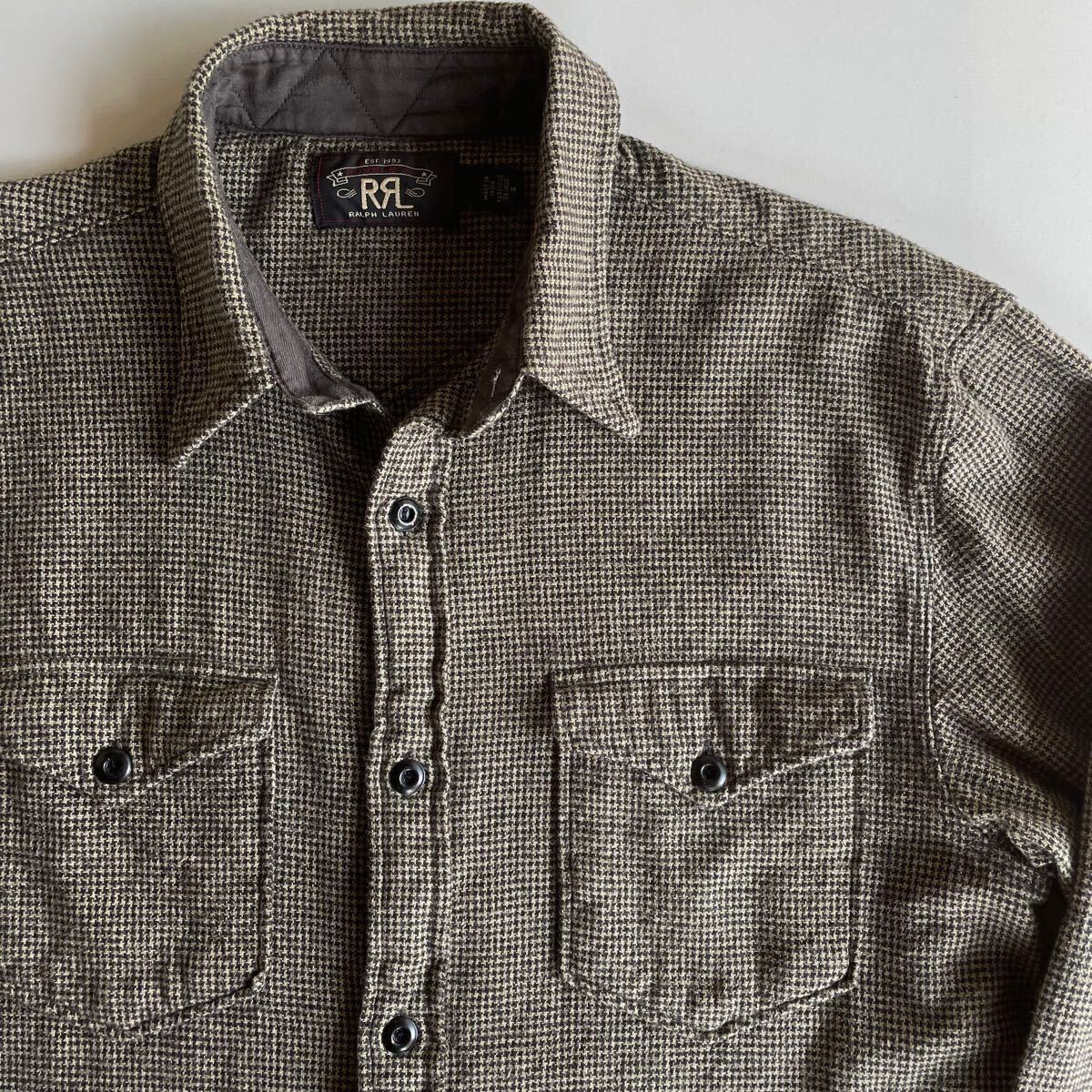 キムタク着】RRL “Houndstooth Twill Work Shirt” M 千鳥格子 キムタク着】RRL “Houndstooth Twill Work Shirt” M 千鳥格子