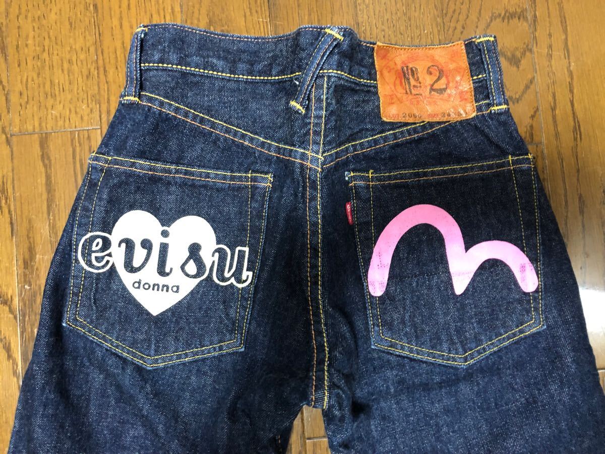 濃紺　美品　EVISU エヴィス 2000 24×35 デニム　カモメ　ドンナDonnaマーク　日本制