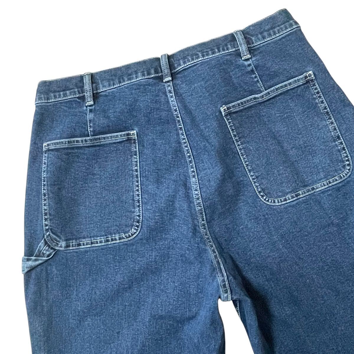 ユニクロ ストレッチ デニム ハンマーループ ペインターパンツ ワークパンツ　テーパード インディゴ　ウエスト紐　CL