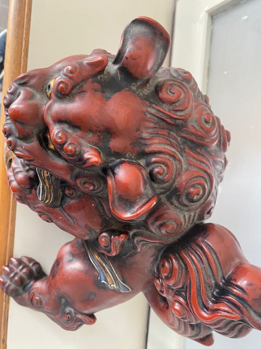 九谷焼 金彩 豪華装飾 玉乗り 獅子 唐獅子 狛犬 置物 シーサー 九谷焼 金彩 豪華装飾 玉乗り 獅子 唐獅子 狛犬 置物 シーサー