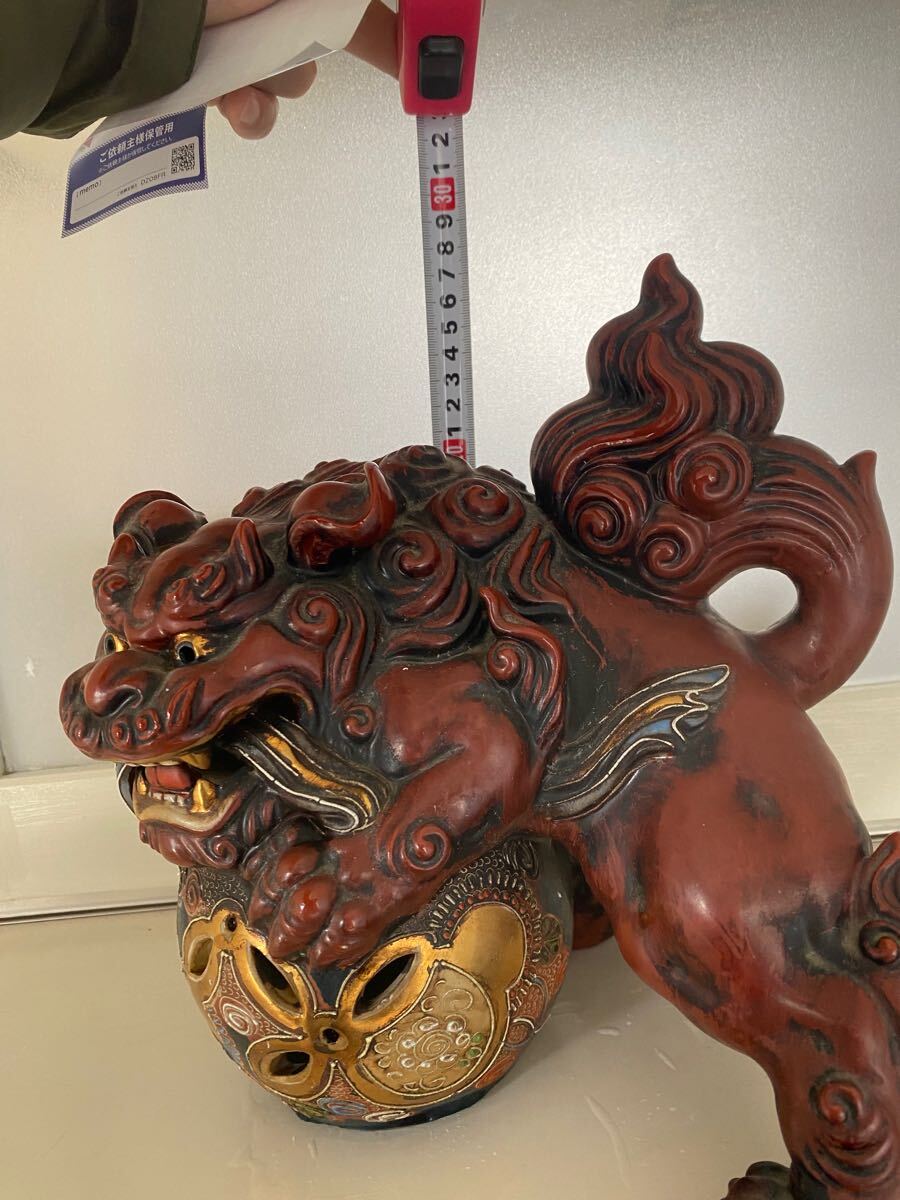 九谷焼 金彩 豪華装飾 玉乗り 獅子 唐獅子 狛犬 置物 シーサー 九谷焼 金彩 豪華装飾 玉乗り 獅子 唐獅子 狛犬 置物 シーサー