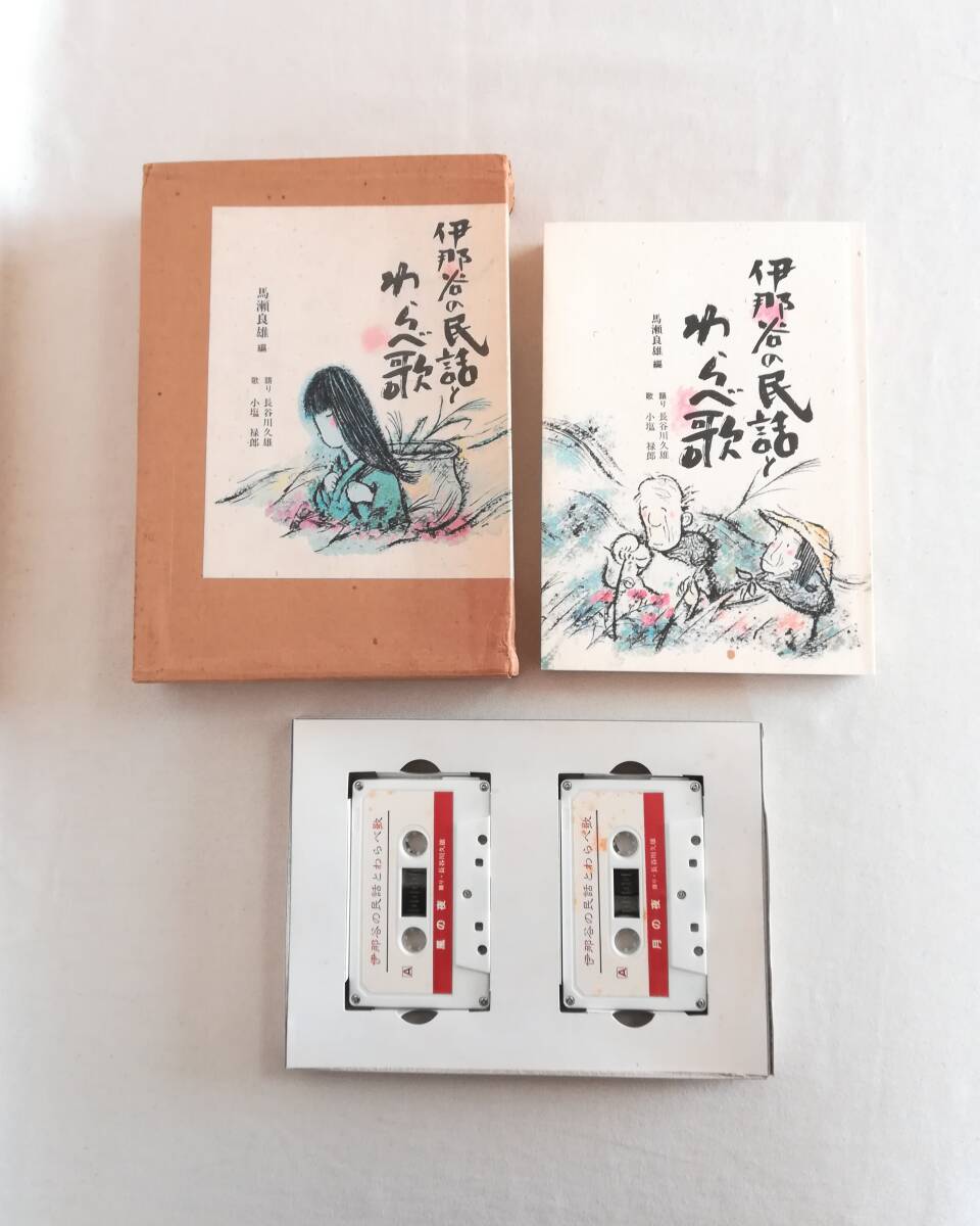 Ａえ　伊那谷の民話とわらべ歌　昭和62年 銀河書房 馬瀬良雄編　語り:長谷川久雄　歌:小塩禄郎　カセットテープ 風の夜 月の夜　献呈署名本