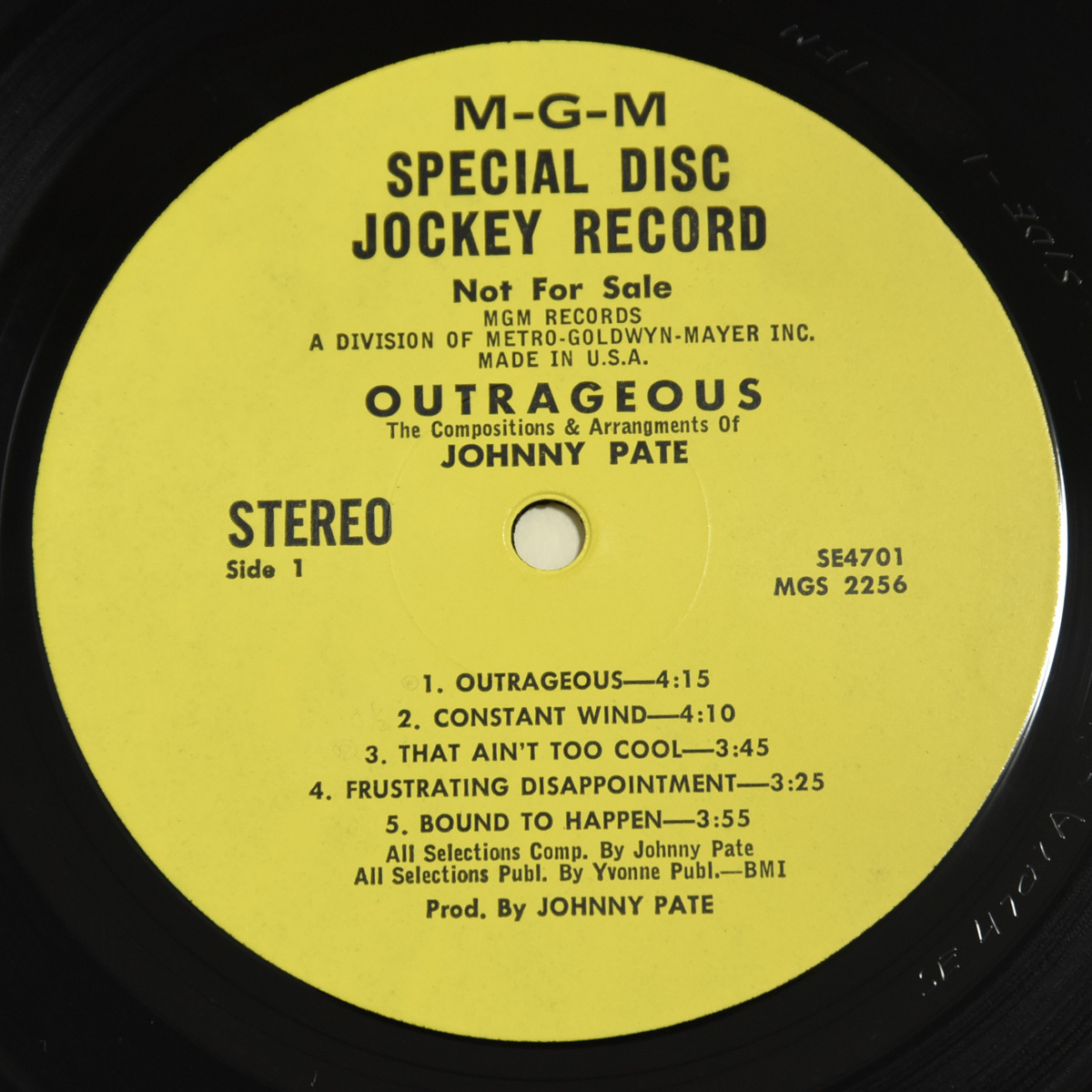 レア盤 USオリジナル Johnny Pate / Outrageous 試聴可 MGM