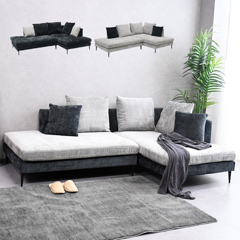 【限定送料無料】ファブリック布製カウチソファ ソファー3人掛け アウトレット家具【新品 未使用 展示品】KEN