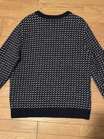 ノルウェー製 エルエルビーン L.L.Bean バーズアイ セーター ニット Lサイズ ネイビー 紺 ウール100％ LL BEAN 総柄 ノルウェイ 国内正規品