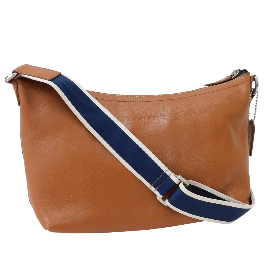 1円 ■ 美品 コーチ ショルダーバッグ レザー ブラウン系 F70559 肩掛け シンプル 男女兼用 COACH ■E.Bep.tl-14