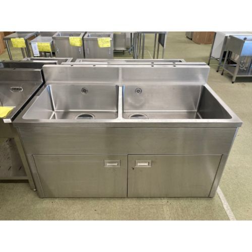 二槽シンク 観音開き BGあり 業務用 中古/送料別途見積