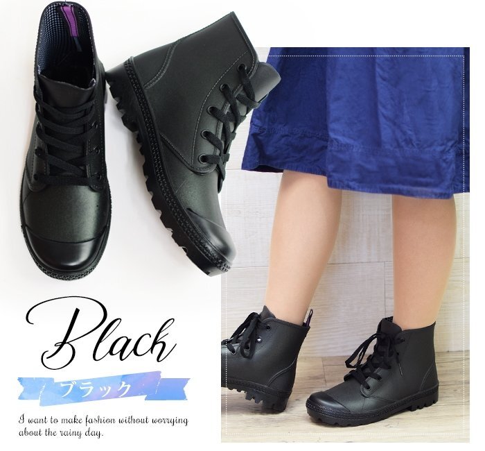  new goods #22.5~23cm lady's waterproof sneakers rain shoes boots boots . slide thousand bird pattern race up snow Raver . rain combined use shoes 