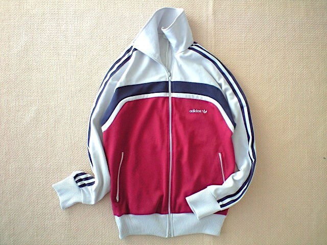 80s ヴィンテージ adidas ジャージ Sサイズ アーチ グレー ボルドー 黒 アディダス 台湾製_画像1