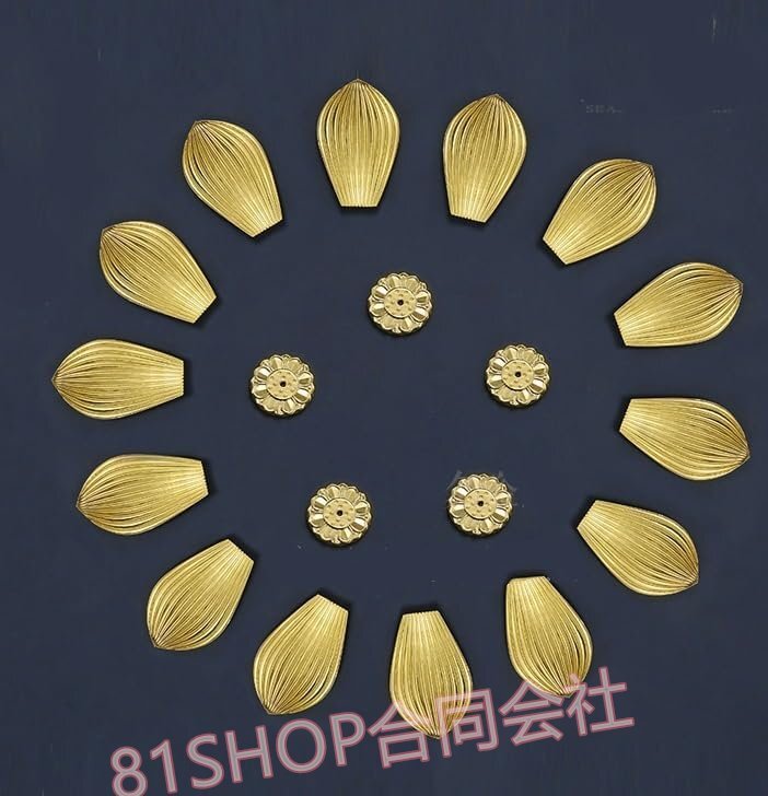 「81SHOP」 密教法具 寺院仏具 樒の葉 14個+蓮の花台6個セット 金葉 六器専用